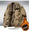 Men's Winter Plus Velvet Warm Cotton Workwear Jacket with Lapel for Cold Protection