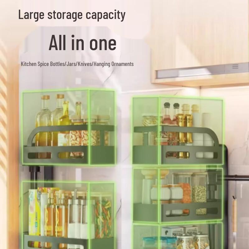 Rotatable 2-Tier Corner Wall-Mounted Kitchen Spice Rack