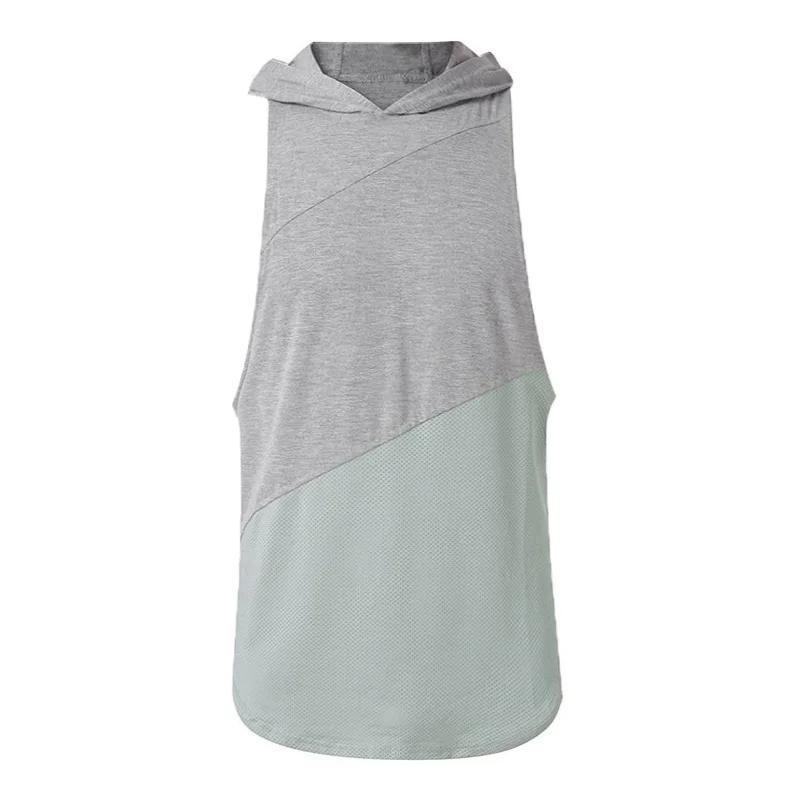 Muscleguys Running Hooded Vests Summer Mens Gym Clothing Cotton Patchwork Mesh Fitness Sleeveless Shirt Bodybuilding Stringer Tank Tops