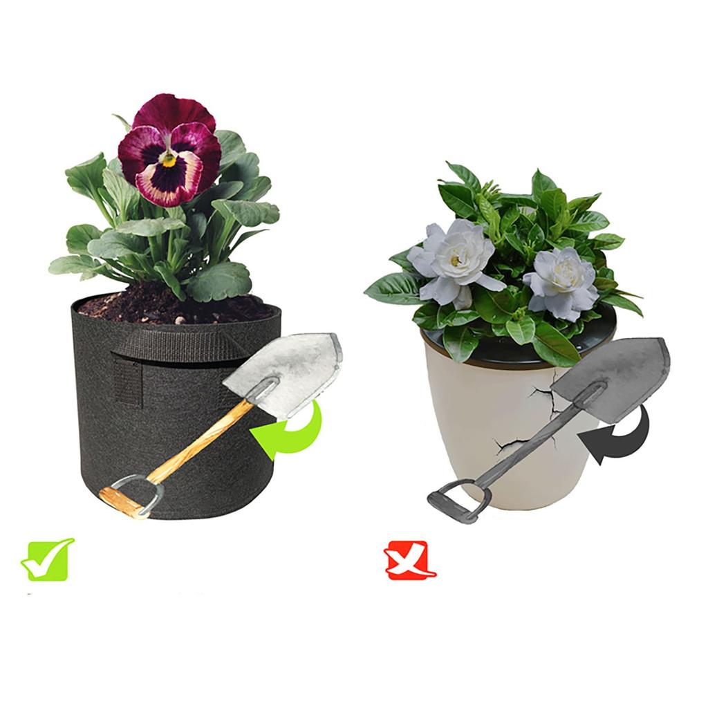 1/2/3/5/7 Galon -torba Ağır Kalınlaştırılmış Dokunmamış Bitki Kumaşı Saksı Kulplu