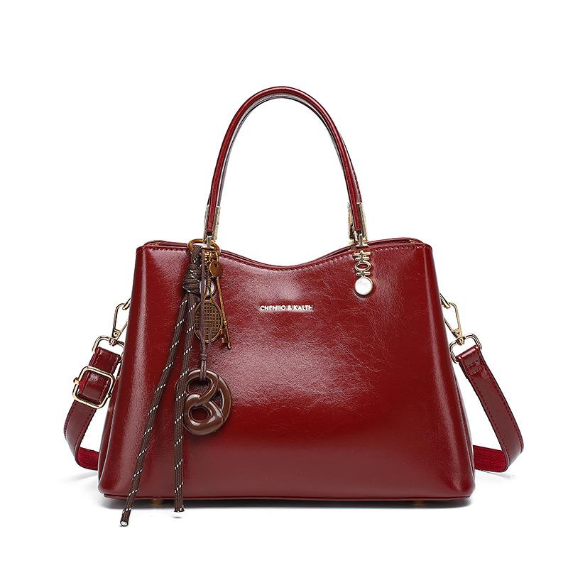 

Handbag New Wedding Bridal Bag Fashion Oil Wax Leather Bag Women s Large Capacity Multi-compartment Mom Bag Tote Bag бордовый