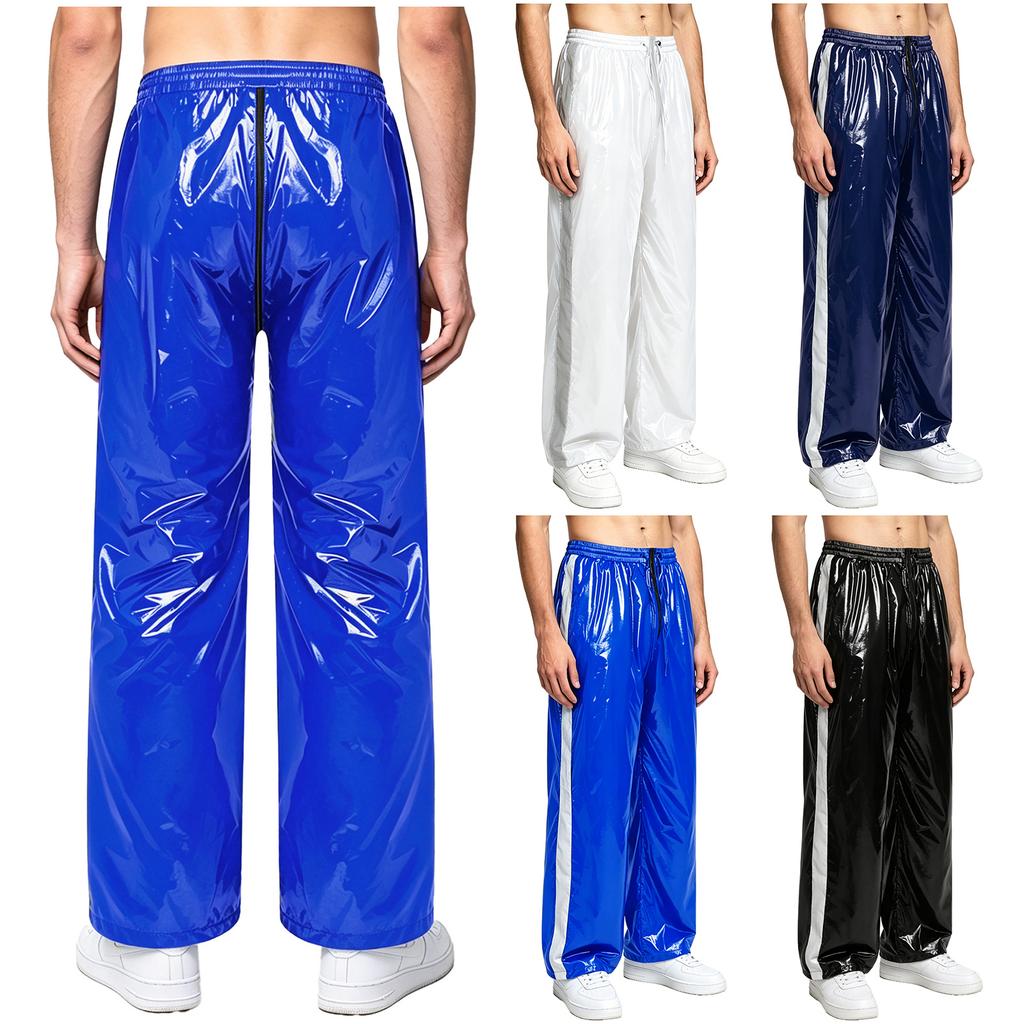 S-3XL Mens Waterproof Active Pants Zipper Closure At Crotch Reflective Stripes Elastic Waist Straight Leg for Swimming Cycling Fitness
