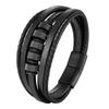 Luxury Stainless Steel Beaded Bracelet Fashion Men's Jewelry Classic Multilayer Braided Leather Bracelet Homme New Year Men Gift