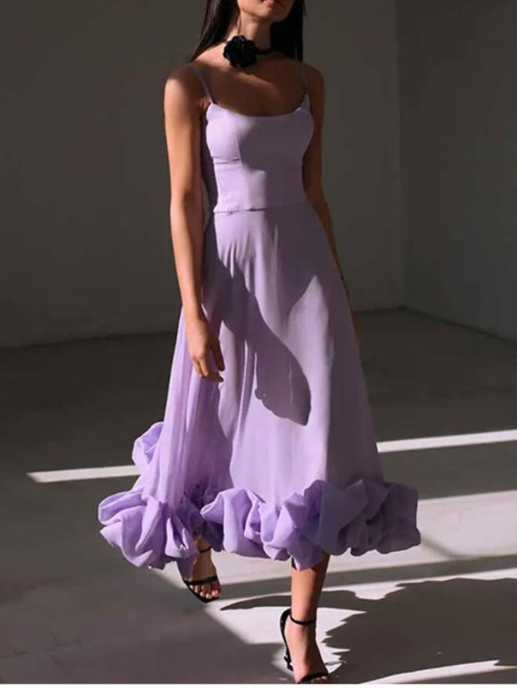 

Сексуальное плиссированное платье-бретелька с рюшами, женское элегантное длинное платье без рукавов с открытой спиной, модное женское платье макси для банкета и вечеринки, Vestido S фиолетовый