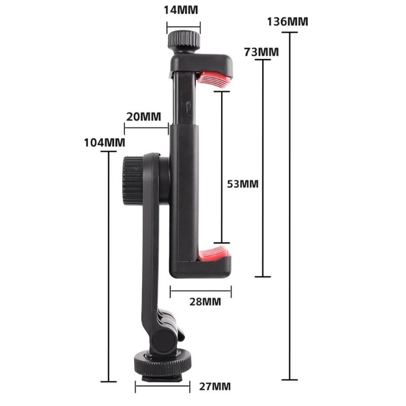 General Smartphone Holder For DSLR Cameras Secure Clamp Design 360 Swivels Cold Shoe Mount
