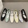 Fashion 2025 Spring Autumn Flat Mary Janes Shoes Woman Candy Color Soft Leather Ballet Flats Ankle Strap Comfy Mocaasins for Woman