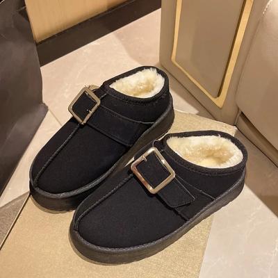 Fashion New Shoes Plush Slippers for Adults Low Loafers Cover Toe Winter Footwear Flock Slides Slipers Women Platform Fur Flat 2024
