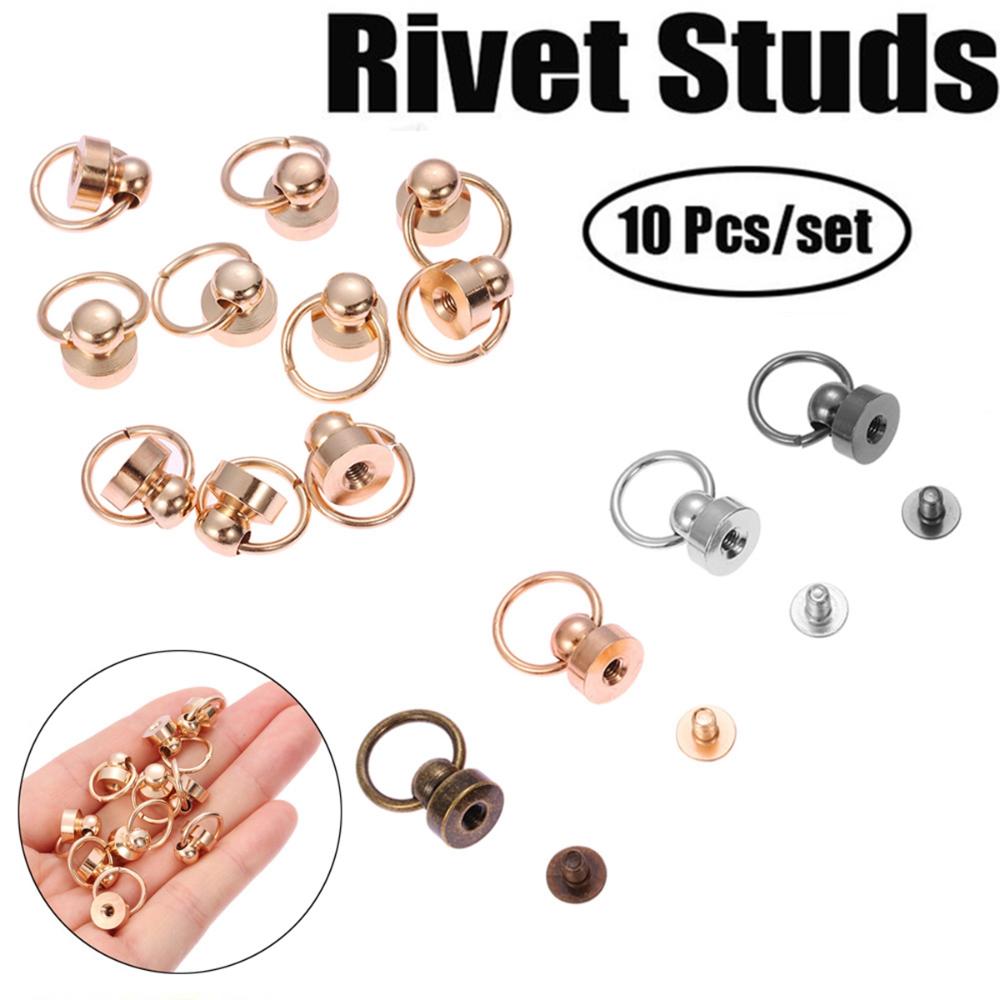 Leather Bag Punk Choker Round Head Rivet Stud Ring Spikes Screws DIY Crafts