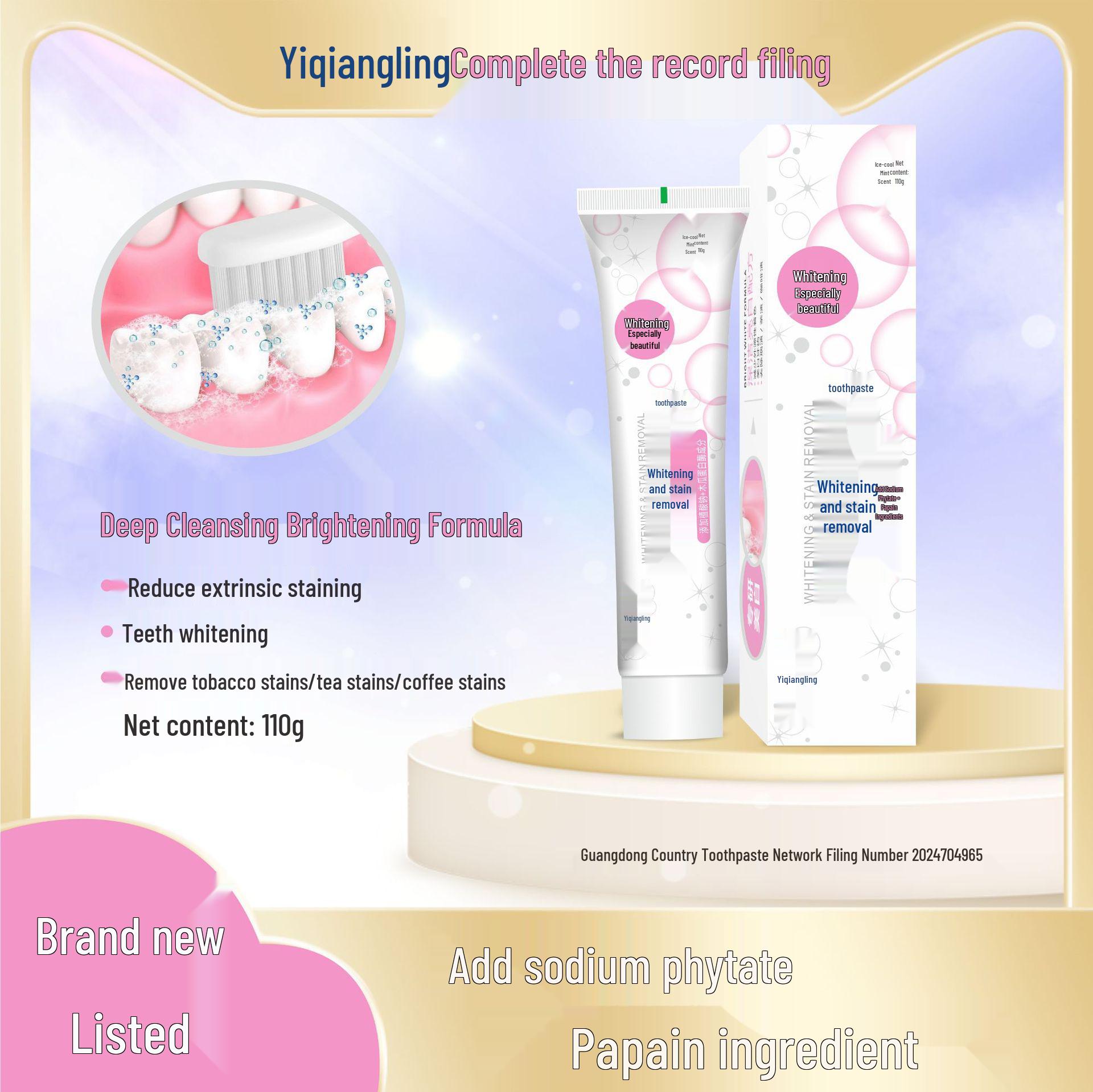 Yiqiangling Whitening Toothpaste - Top Seller for Yellowing and Odor Removal, Specially Researched for Stain Removal
