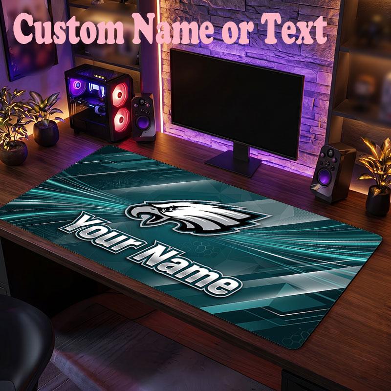 Philadelphia Eagles Benutzerdefinierter Name Text Mauspads, Große Schreibtisch-Mausmatte Personalisierte Home-Office-Geschenk