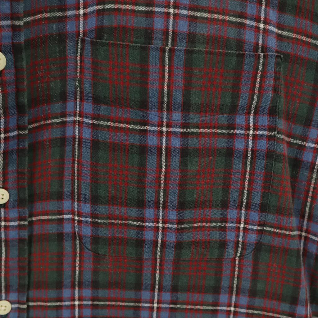 j.crew 90s Linen Blend Old Giant Tag Check Pattern Short Sleeve Button Down Shirt Men's Used