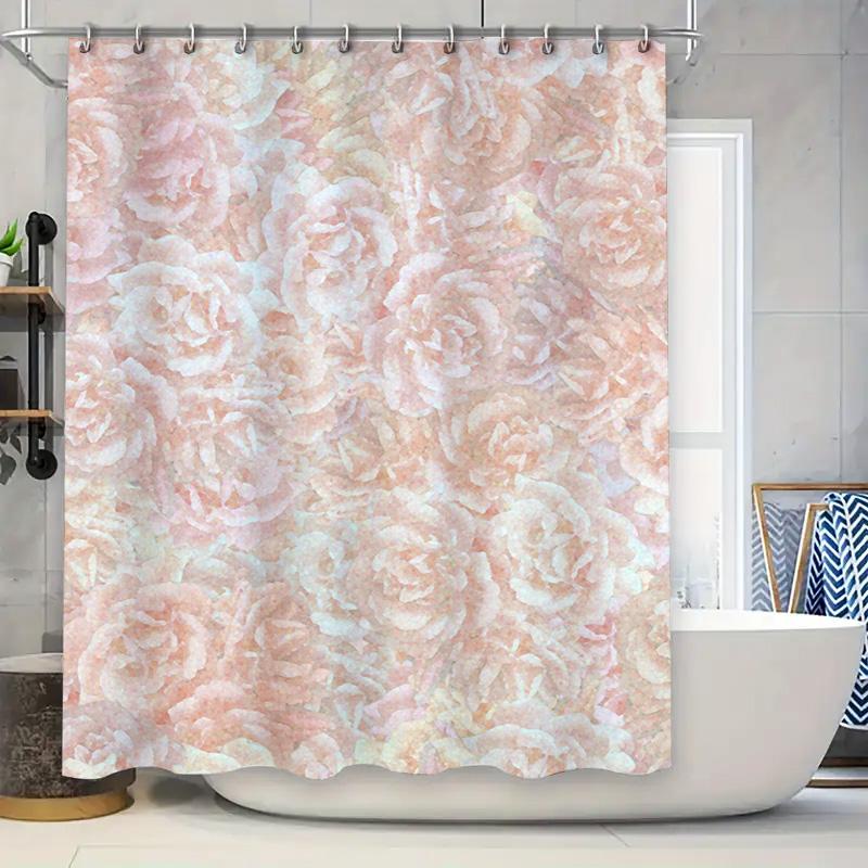 

Soft Pastel Pink Rose Bath Shower Curtain Decorative Fabric Waterproof Curtain For Bathroom Interior Decoration (Size: 180X200Cm W60H190(CM)-1 Pcs