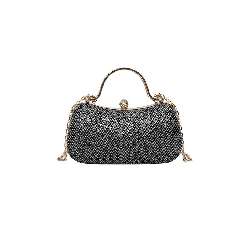 

1pc New Fashion Chain Handbag Banquet Shoulder Slung Small Unique Handbag Gold Bag Dinner Bag Storage Bag чёрный