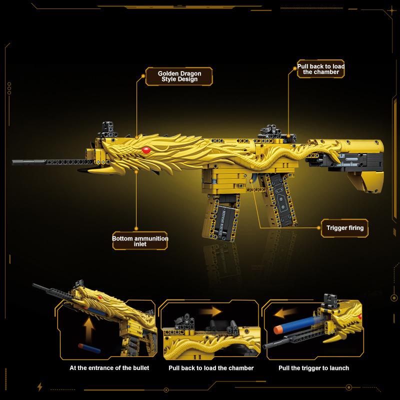 Pistol de Asalt Militar Tehnic Golden Desert Eagle M416 Model Blocuri de Construcție Joc WW2 Pistol Dragon Cărămizi MOC Jucării Pentru Copii Cadou