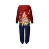 Christmas Print Parent-Child Outfit Hooded Zipper One-Piece Fashionable Home Suit Set