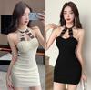 Spring New Fashion Temperament Pleated Tight Chest Hip Slim Thin Pure Desire Sexy Primer Dress Short Skirt