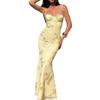Elegant Floral Embellished Evening Dress Women Slim Fit French Chic Long Gown Sleeveless Wrap Waistline 2025