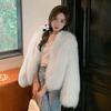 Autumn Long Sleeve Loose Plush Fox Fur Coats Women Fashion Soft Warm Short Winter Jackets Women Tops Solid Elegant Street Loose Lady Jacket Coat 25878