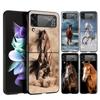 Animal Horse Phone Case For Samsung Galaxy Z Flip 6 5 4 3 Shell For Samsung Z Flip3 Flip4 Flip5 Flip6 Black Hard PC Cover