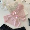 Hollow Bow Mesh Lace Panties Floral Lace Underpants See-through Thong Underwear for Women  Hotel