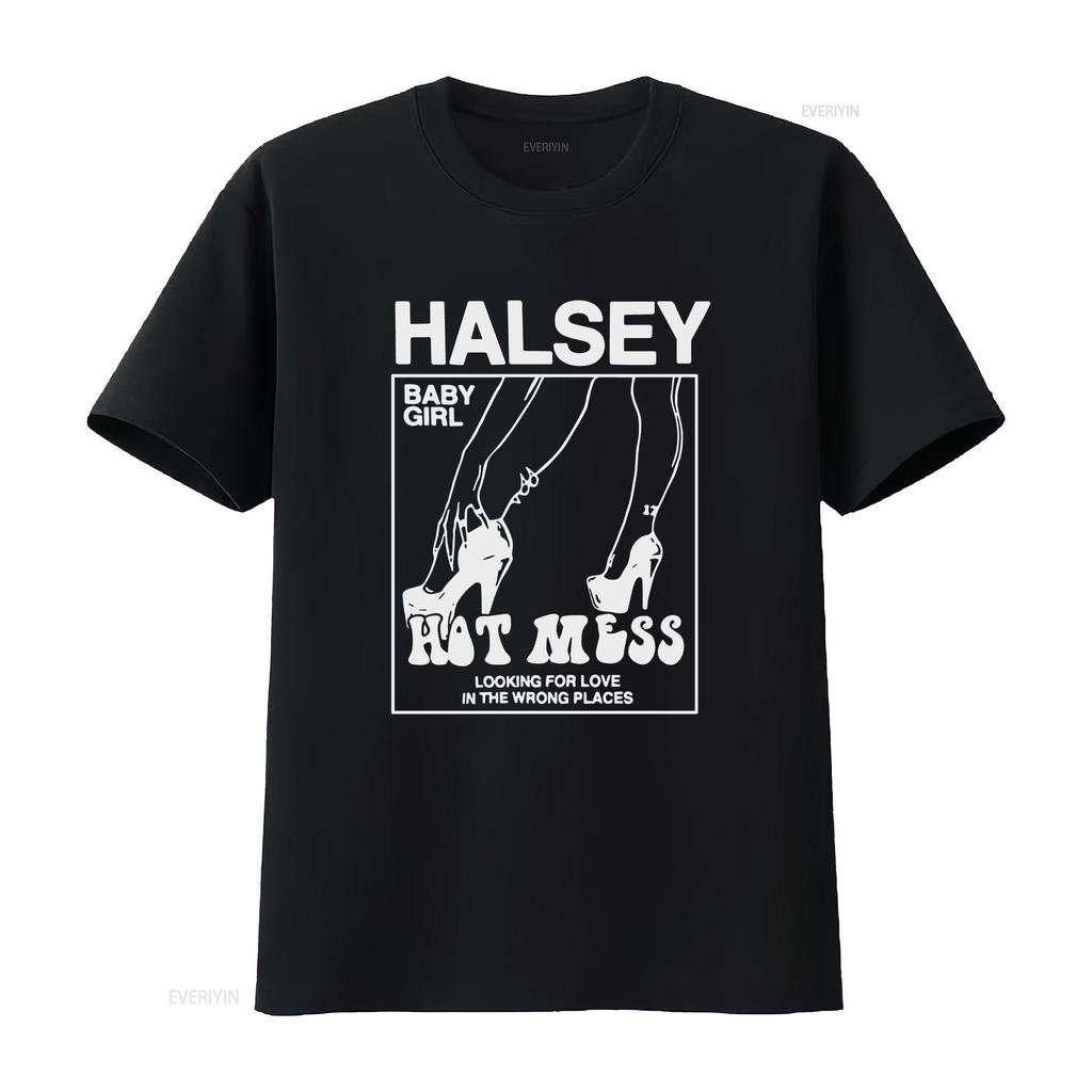 Halsey Hot Mess T Shirt  Sizes Met 183 Vintage Washed Homme Soft Comfortable Top For Everyday Wear Graphic Fashion Streetwear