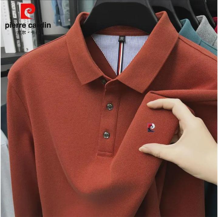 

Чоловіче поло з довгим рукавом Pierre Cardin 2025: Осінна сорочка в стилі Business Casual з відкладним коміром 2XL (155-175 lbs) червоний/помаранчевий