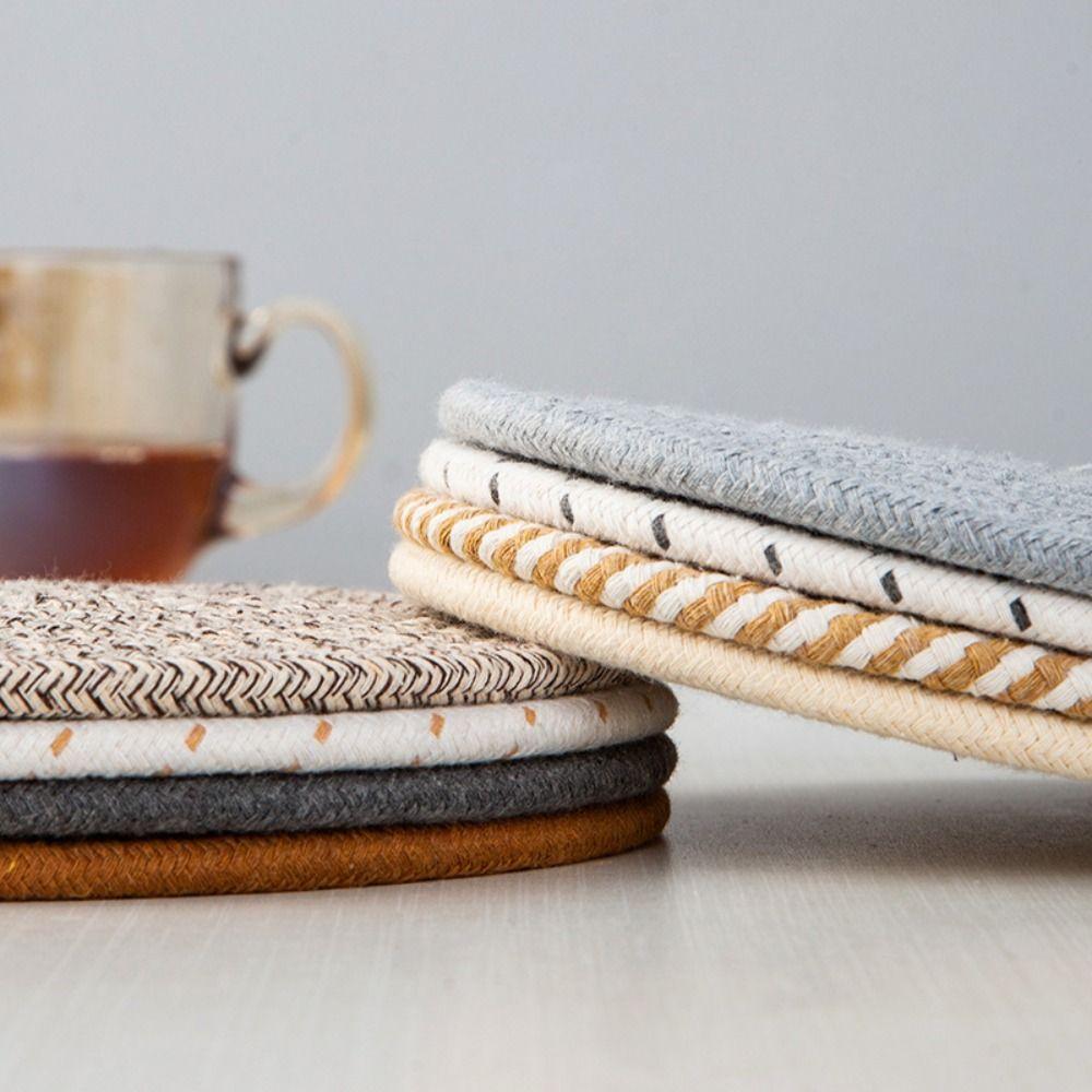 4Pcs Round Shape Trivets for Hot Dishes Large Woven Pot Holders Handicrafts Hot Pads Dining Room