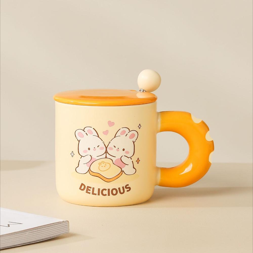 Roztomilý králíček keramický hrnek na chléb vysoký hrnek s víkem lžičkou kancelářský hrnek na kávu domácí dívka