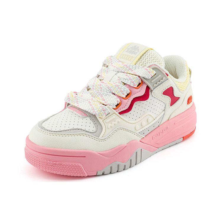 Kappa Casual Comfortable Slip Resistant Durable Low Top Skate Shoes Unisex sneaker White Pink K0DY5CC16-0106