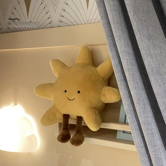 Måne Sol Pude Tegneserie Stil Elastisk Fuld Fyld Plys Gennemfyldt Legetøj Sofa Seng Sofa Dekoration Ledsager Kontor Hvilepude Bil Sæde Pude