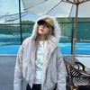 2KWEIRD American Retro Fur Collar Hooded Jacket Women Y2K Streetwear Winter New Velvet Thickened Warm Harajuku Loose Casual Jacket