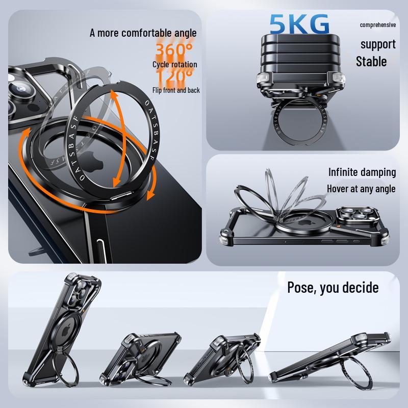 Frameless Magnetic Rotating Stand Phone Case Z Shell
