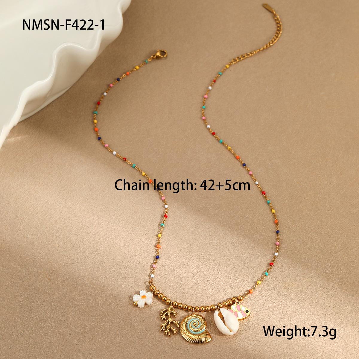 GEMCHIC Women s Summer Ocean Beach Vacation Colorful Beaded Choker Necklace with Seashell Charms Fashion Statement Jewelry 18K