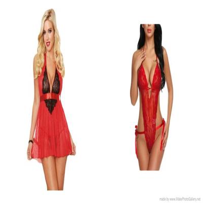 Ladysta Women's Lace Teddy Bodysuit - One-Piece Lingerie V-Neck Nightwear & Woman Baby Doll Nighty Free Size (S, M, L)