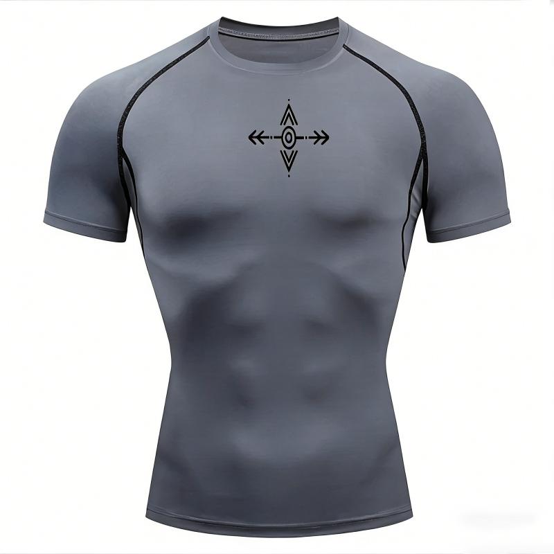 Quick Dry Men's Running Shirt Moisture Tight Sweat-Absorbent Fashion Jogging Wicking Athletic Top Breathable Lightweight Fitness Tee