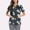 Women's Cute Printed Work Clothes V-neck Double Layer Pockets Basic Short Sleeve Top Pullover Valentines