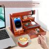 Wood Phone Docking Station with Drawer Bedside Key Wallet Watch Jewelry Stand Storage Rack Desk Organizer Multifunctional