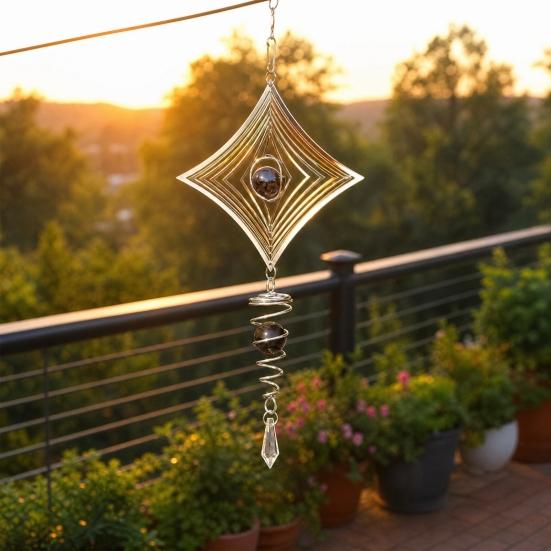 Stainless Steel Reflective Wind Spinners Outdoor Garden Decor Sparkly Wind Spinner Bird Devices
