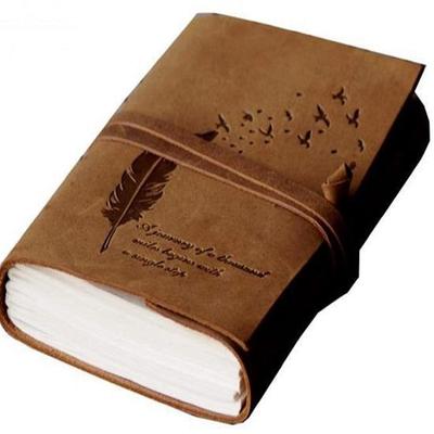 Ledertagebuch, geprägt, handgefertigt, in Leder gebunden, Tagebuch mit Notizblock für Männer und Frauen, einfaches Papier, 240 Seiten, perfekt als Reisetagebuch, 17,78 x 12,7 cm
