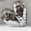 Gold Plated Heart Shape Ceramic Statue Crafts Ornaments Desk Decoration Golden Heart Minimalist Sculpture Modern Home Decor