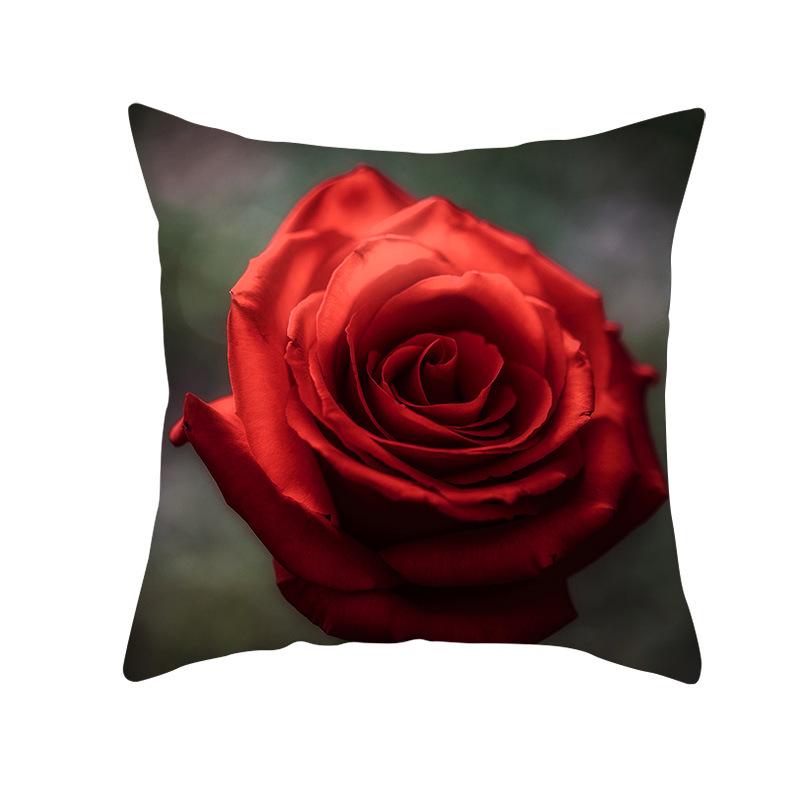 Black Rose Peach Skin Pillow Cover Car Pillow Cover Sofa Cushion Cover for Home Use