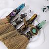 Natural Crystal Column Point Stone Broom Handmade Broom Craft Witch Broom Ornaments  Desktop