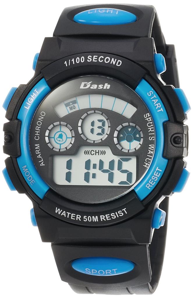 Arias ADWW17099-02 Digital Dash Waterproof Multifunctional Backlit Urethane Strap Men's Black