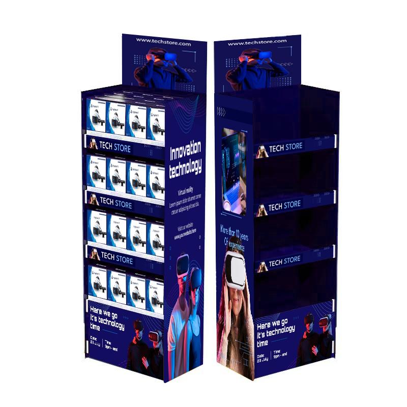 Custom Modern Foldable Eco-Friendly Cardboard Display Stand for Electronics Headphones with Hook-Retail Use Customized&Paper