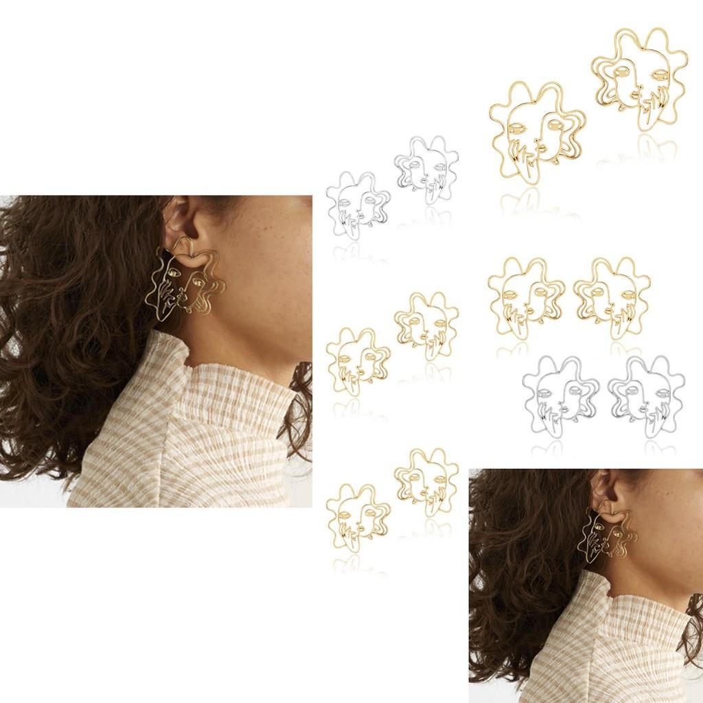 Contemporary Alloy Face Earrings Fashionable Minimalist Design For Women