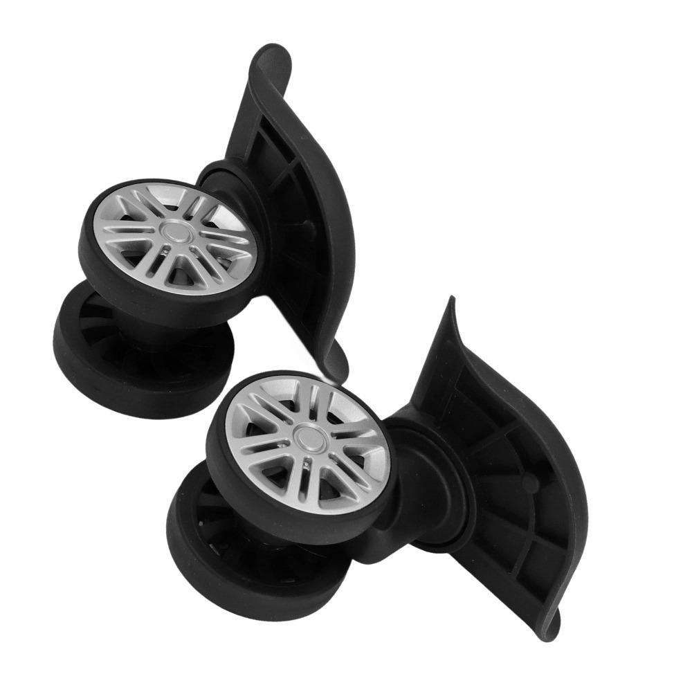 1 Pair Durable Mute Swivel Luggage Wheels Easy Installation Black Replacement Wheels Suitcase Wheels Trolley Suitcases