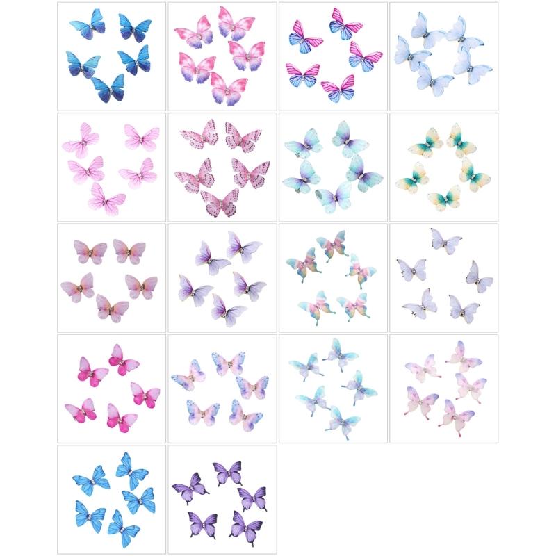 Pack Of 5 Butterfly Hair Clip For Women Girl Hair Accessories Side Barrettes For Parties Proms School Event Wear