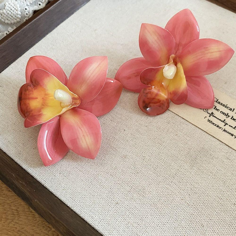 Silver Needle Simulated Flower Drop Earrings Beach Jewelry Vacation Style Earrings  Gift