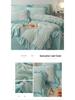 French Seersucker Embroidered Lace Duvet & Sheet Set, 3-Piece Bedding
