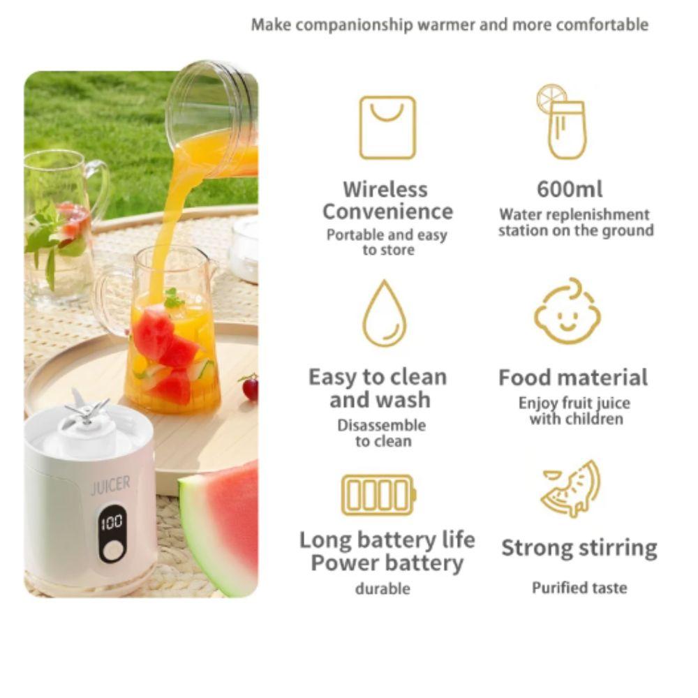 600ML Capacity Portable Blender USB Rechargeable Fruit Mixers Electric Juicer  Smoothie Making